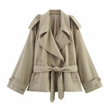 Loose Casual Long Sleeves Short Women's Windbreaker Coat