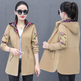 Women's Mid-length Hooded Detachable Trench Coat