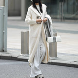 Long Knitted Cardigan Women's Sweater Hooded Trench Coat Coat