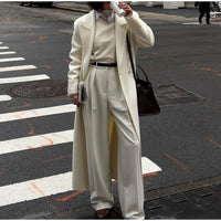 High-grade Double-sided Woolen White Elegant Slimming Draping Trench Coat