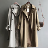 British Style All-match Draping Tight Waist Small Casual Women's Trench Coat