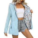 Printed Women's Zipper Windbreaker Japanese And Korean Fashion Double-sided Wear