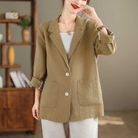 Artistic Retro Solid Color Loose-fitting Versatile Suit Top