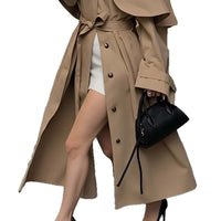 Loose Lapels Long Sleeve Trench Coat Mid-length Coat For Women