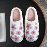 Embroidery Hibiscus Flower Woolen Slipper