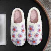 Embroidery Hibiscus Flower Woolen Slipper