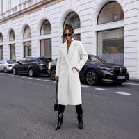 Simple Solid Color Long Sleeve Mid-length Woolen Coat