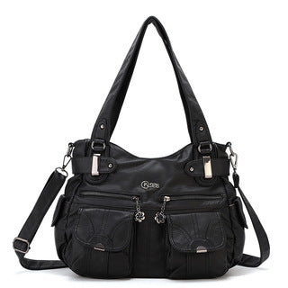 Portable Soft Casual Leather Messenger Tote