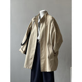 Japanese Style Workwear Style Stand Collar Trench Coat For Women
