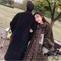 Stand Collar Color Matching Lambswool Two-sided Zipper Coat