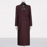 Pure Color All-matching Angola Red Long-cut Coat