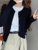 Gray Knitted Cardigan Women's Autumn Outerwear High-grade Sweater Coat