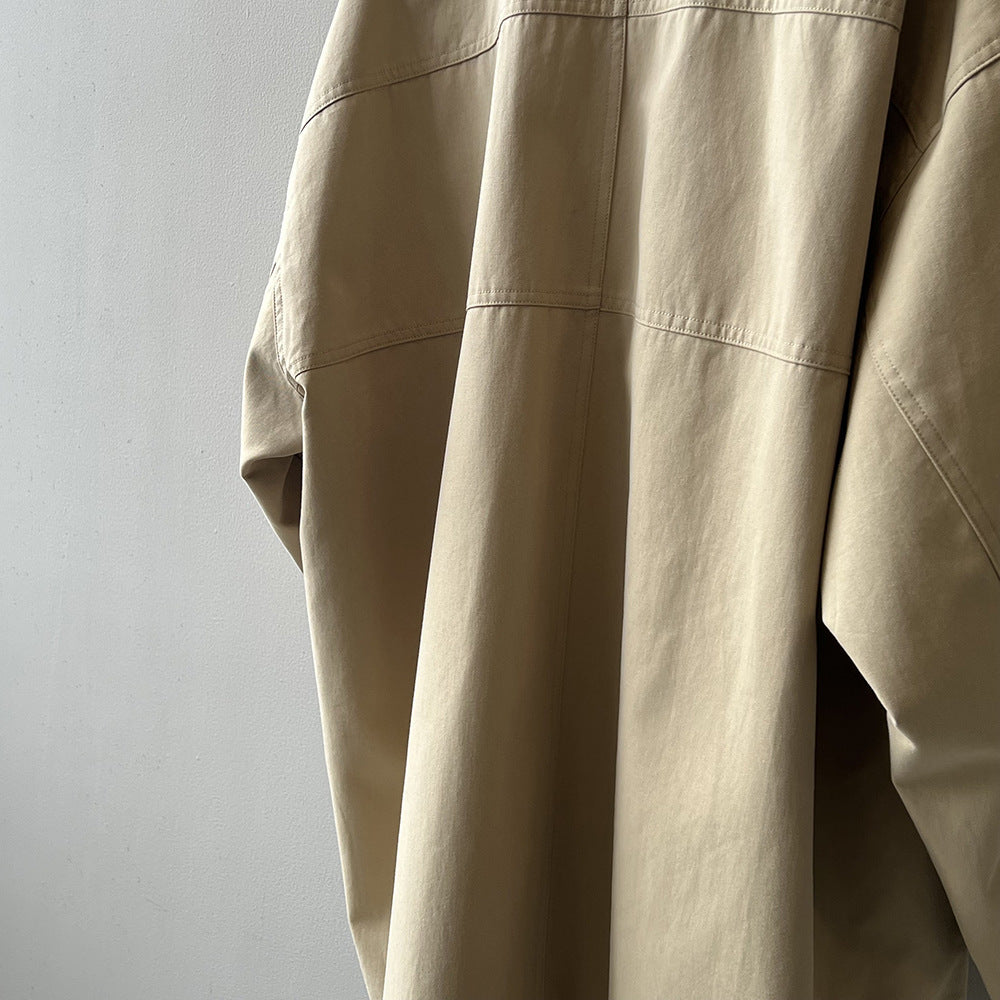 Japanese Style Workwear Style Stand Collar Trench Coat For Women