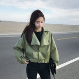 Women Locomotive Leather Jacket Suit