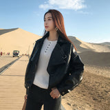 Women Locomotive Leather Jacket Suit