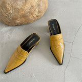 Spring Women Slipper Square Med Heel Slip