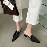 Spring Women Slipper Square Med Heel Slip