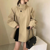 Fall Winter Stand Collar Skirt Elegant Trench Coat