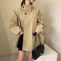 Fall Winter Stand Collar Skirt Elegant Trench Coat