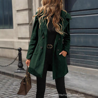 Solid Color Loose Fit Fashion Slim Hat Woolen Coat