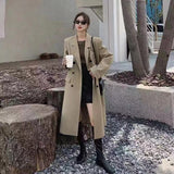 Black Long Suit Trench Coat Coat For Women Spring And Autumn