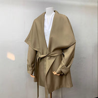 Loose Profile Commute Minimalist Black Large Lapel Design Trench Coat