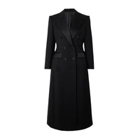 Double Breasted Slim Waist Long Slit Suit Skirt