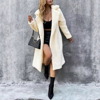 Elegant Double Breasted Lapel Loose And Warm Long-cut Coat