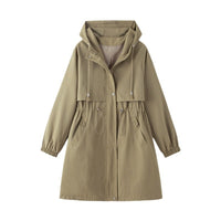 Early Autumn Casual Women's Windbreaker Loose Hooded Fashion Mid-length Slimming Coat