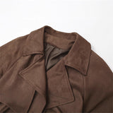 Women's Double Button Lapel Long Jacket Trench Coat