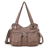 Portable Soft Casual Leather Messenger Tote