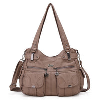 Portable Soft Casual Leather Messenger Tote