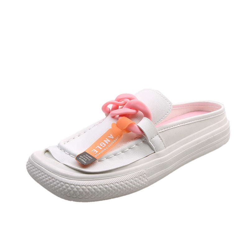 Metal Buckle Thick Sole Casual Lazy Slipper