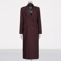 Pure Color All-matching Angola Red Long-cut Coat