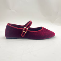 Casual Velvet Flat Pumps Buckle Mary Jane Ballet Slipper