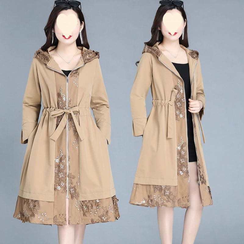 Elegant Trench Coat Women's Plus Size Coat Over The Knee Fashion