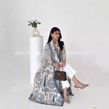 Pleated Trench Djellaba Hot-selling Printed Shawl Cardigan Ethnic Style Cloak Coat