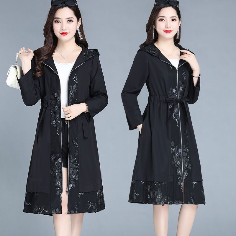 Elegant Trench Coat Women's Plus Size Coat Over The Knee Fashion