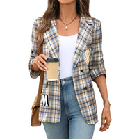 College Style Fashion Suit Plaid Coat For Women