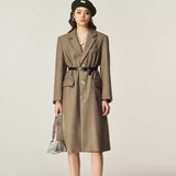 Autumn And Winter Classic Retro Mid-length Coat Brown Suit Jacket