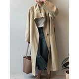 Long Section With A Stand Collar Trench Coat Women's Single-breasted Baggy Coat