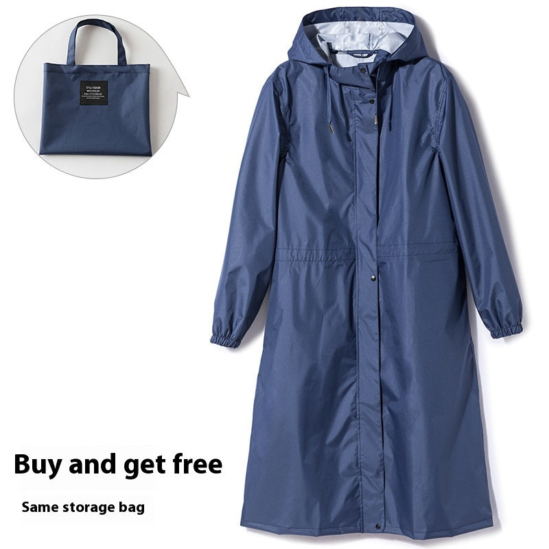 Fashion Trench Coat Raincoat Lightweight Breathable Solid Color Long Sleeve