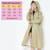 Fashion Trench Coat Raincoat Lightweight Breathable Solid Color Long Sleeve