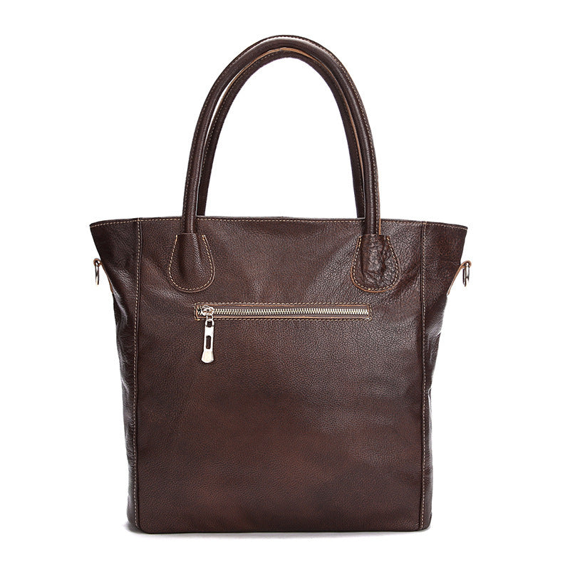 Large Capacity Leather Zipper Tote Bag