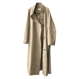 Long Section With A Stand Collar Trench Coat Women's Single-breasted Baggy Coat