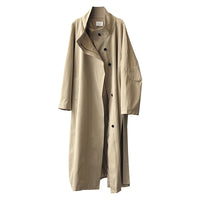 Long Section With A Stand Collar Trench Coat Women's Single-breasted Baggy Coat