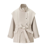Women's Stand Collar Belted Trench Coat