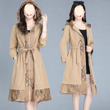 Elegant Trench Coat Women's Plus Size Coat Over The Knee Fashion