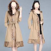 Elegant Trench Coat Women's Plus Size Coat Over The Knee Fashion