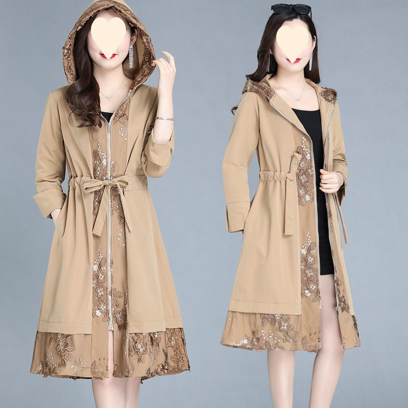 Elegant Trench Coat Women's Plus Size Coat Over The Knee Fashion